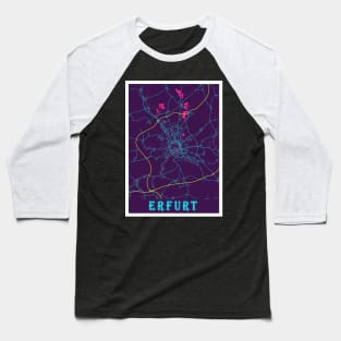 Erfurt Neon City Map Baseball T-Shirt